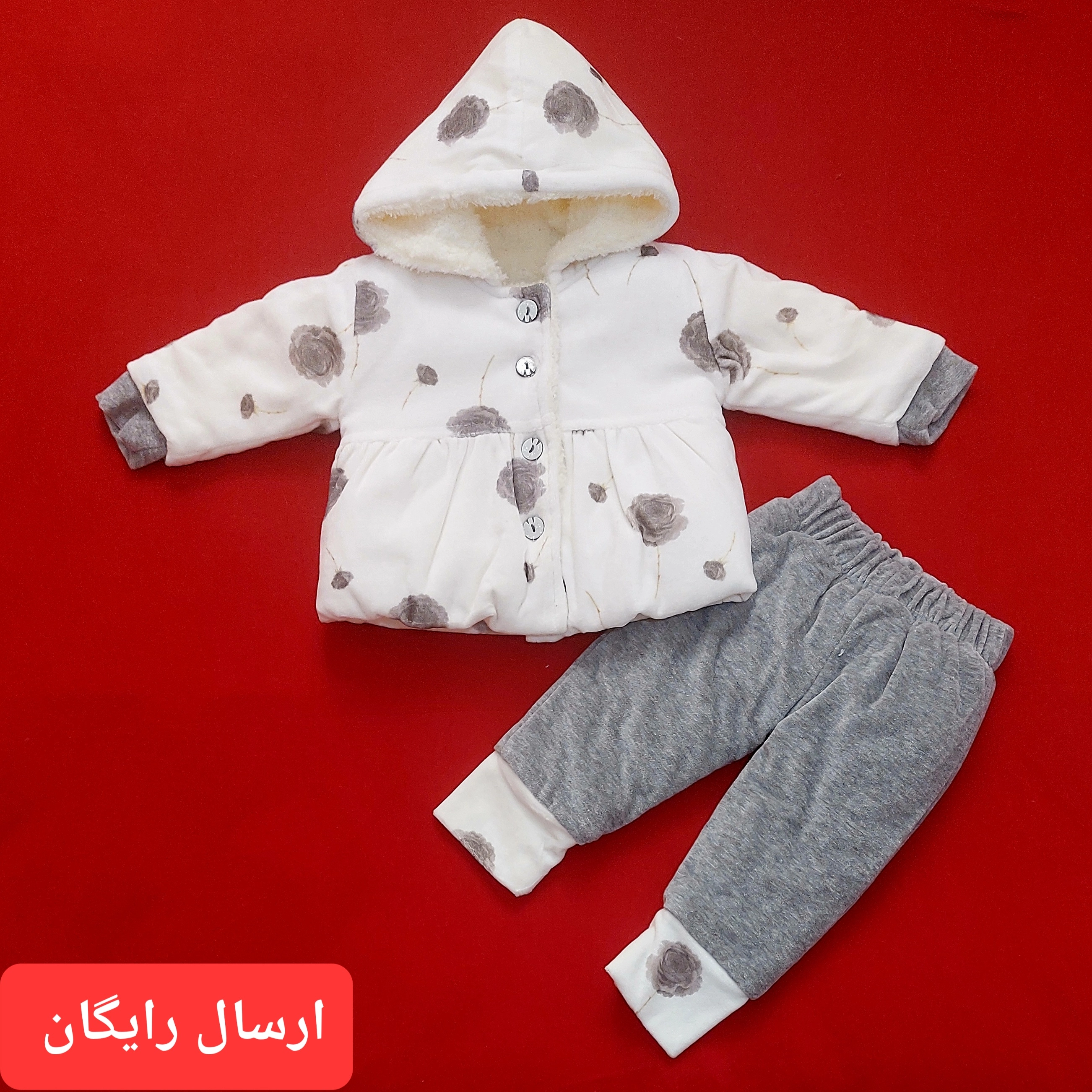 کاپشن نوزادی دخترونه دو تکه گل دار مدلی خاص و شیک ( سایز 1 ) با ارسال رایگان به سراسرکشور ، فروش ویژه تعداد محدود