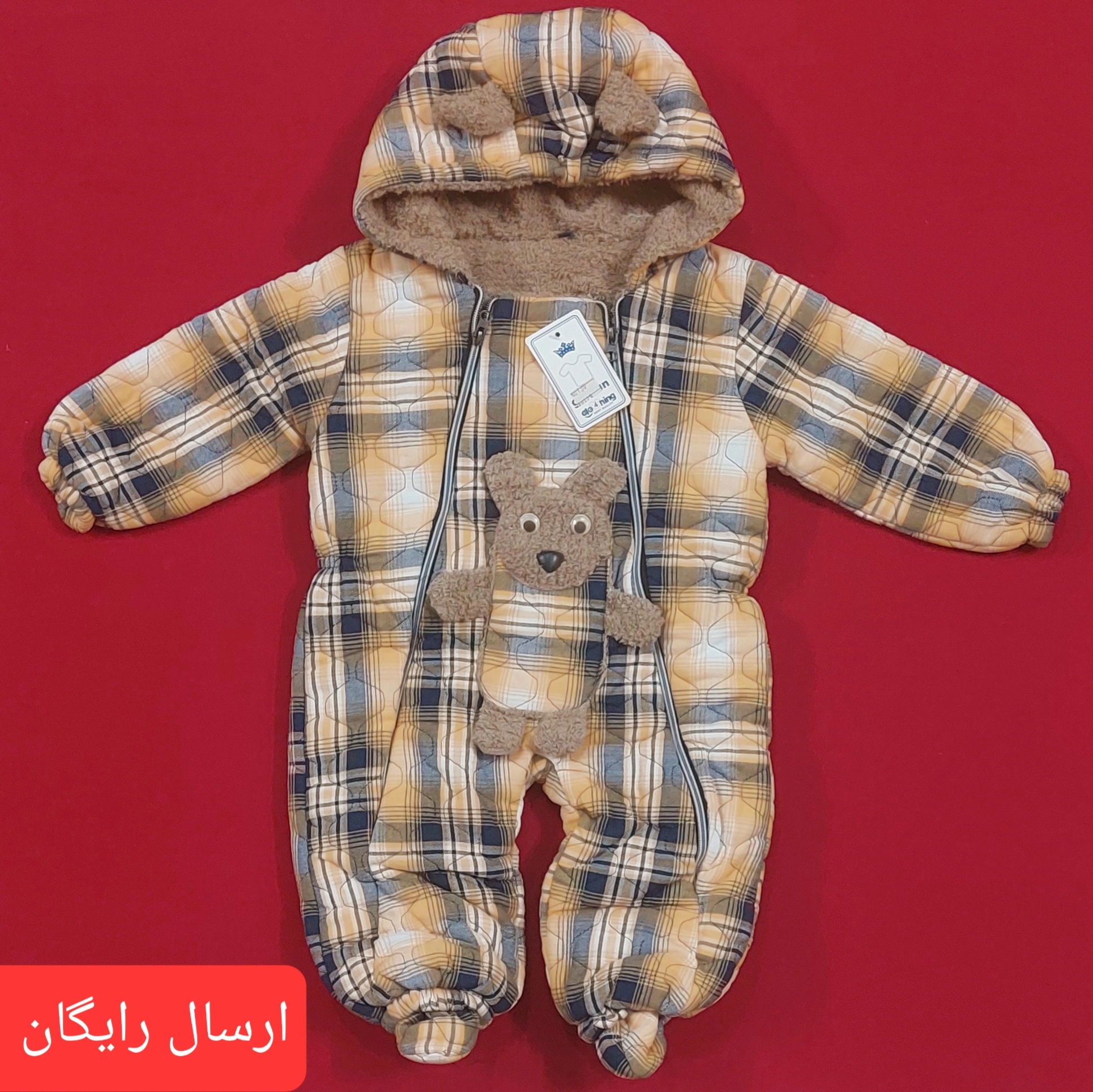 کاپشن سرهمی نوزادی چهارخونه سایز 4 بسیار باکیفیت ( با ارسال رایگان به سراسرکشور )