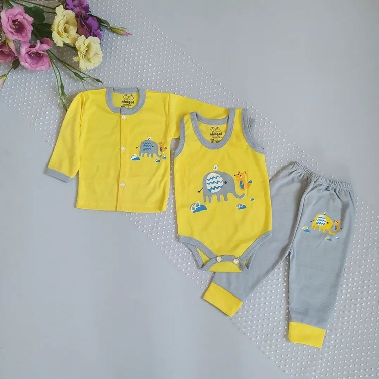 لباس نوزادی سه تکه طرح فیل سایز 1 ، 2 و 3 ( با ارسال رایگان به سراسرکشور )