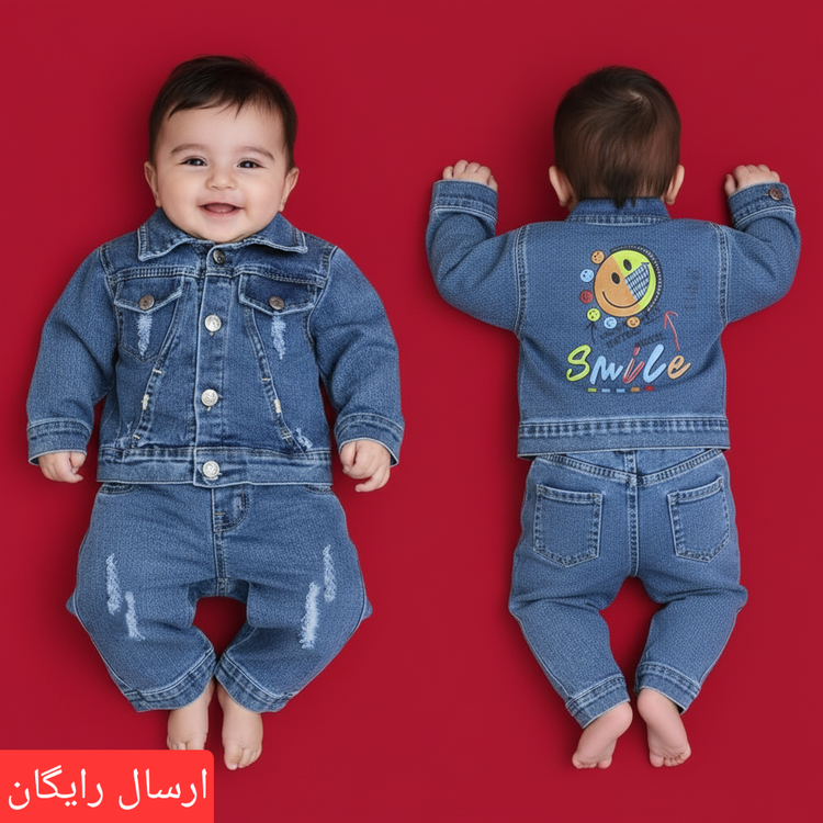 لباس نوزادی دو تکه بلوز شلوار جنس لی اصل سایز ۴۰ ، ۴۵ و ۵۰