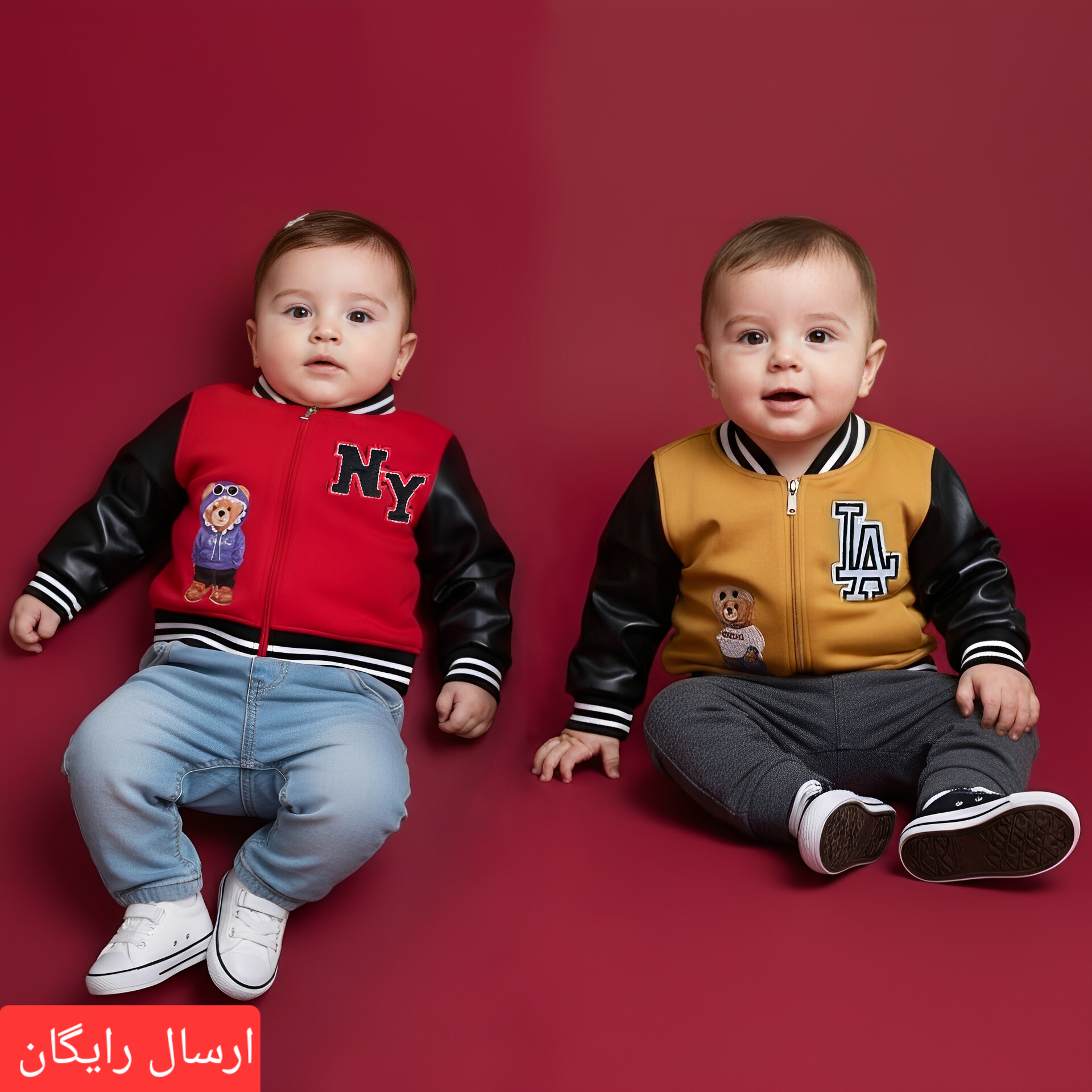 کاپشن استین چرم شیک اسپرت در سه رنگ قرمز،خردلی،سرمه ای سایز ۵ و ۶ (ارسال رایگان)