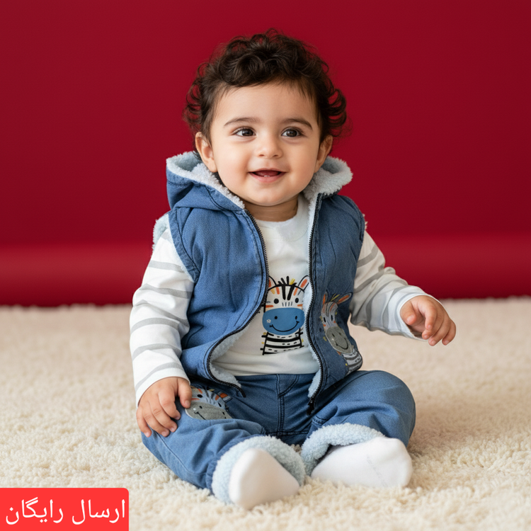کاپشن نوزادی سه تکه اسپرت سایز ۱ و۲ (ارسال رایگان)