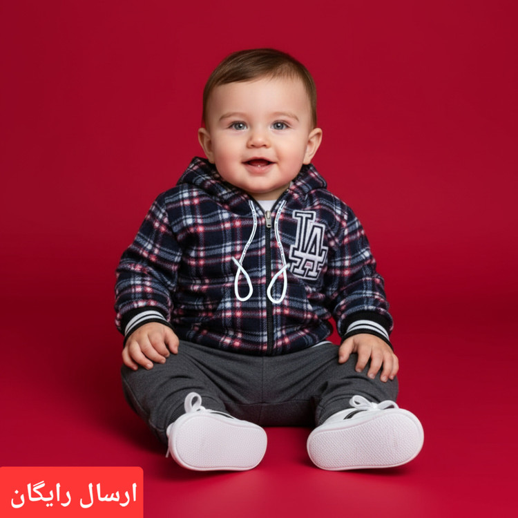 کاپشن نوزادی چهارخونه پشمی سایز ۵ و۶ (ارسال رایگان)