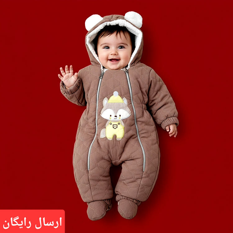 کاپشن سرهمی نوزادی طرح روباه سایز ۳ و ۴ (ارسال رایگان)