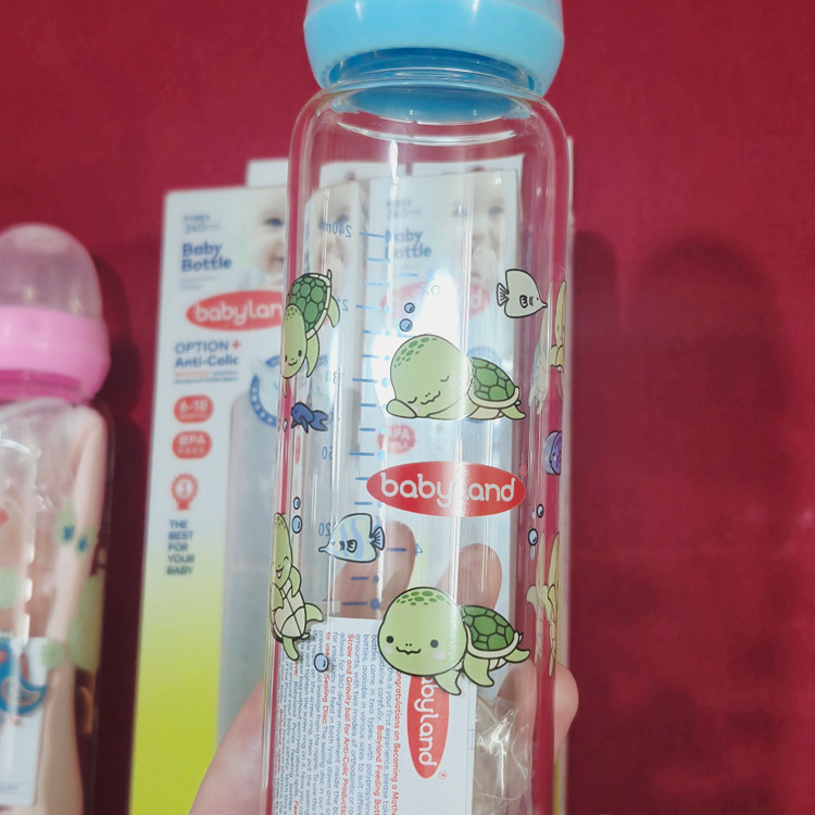 شیشه شیر نوزادی شیشه ای باکیفیت babyland سایز بزرگ دخترونه و پسرونه (ارسال رایگان)