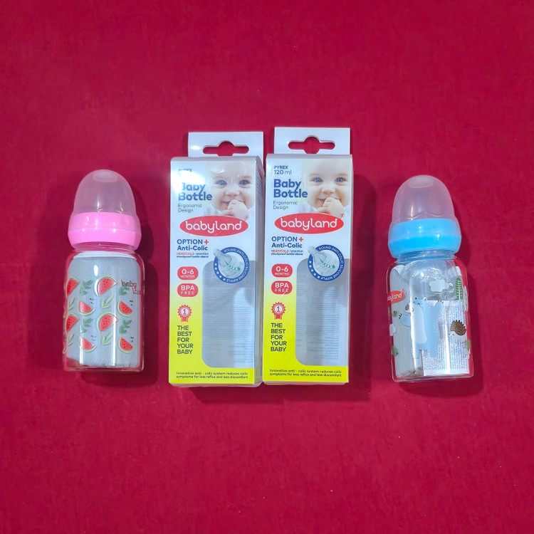 شیشه شیر نوزادی شیشه ای babyland سایز کوچک (ارسال رایگان)