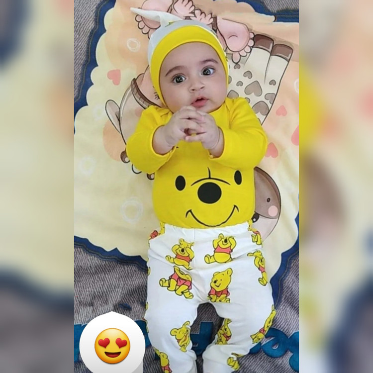 لباس نوزادی سه تیکه طرح پو ( سایز 1 ، 2 و 3 )