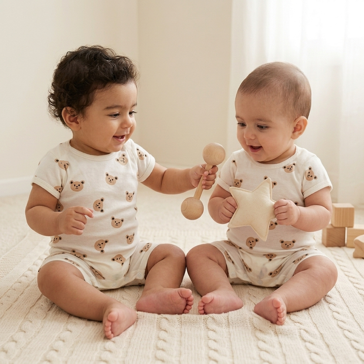 رامپر نوزادی طرح خرس سایز 1 2 3 4 ارسال رایگان