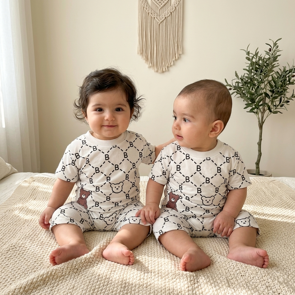 تیشرت شلوارک نوزادی شیک طرح baby (ارسال رایگان)