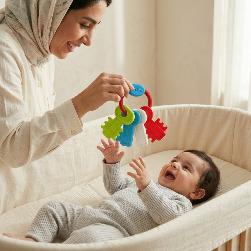 دندونی و جغجغه نوزادی طرح کلید