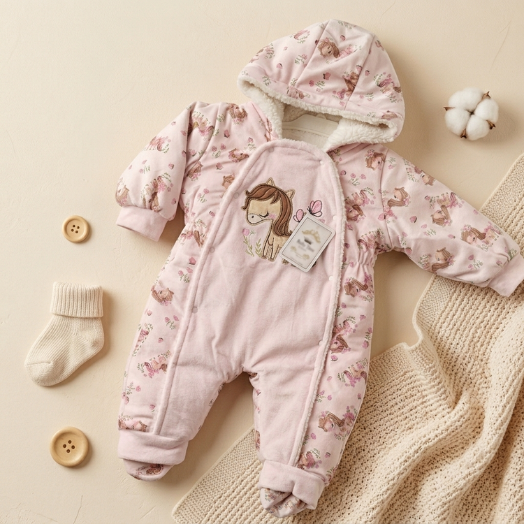 کاپشن نوزادی باکیفیت مخمل داخل خزدار برند babylife (ارسال رایگان )