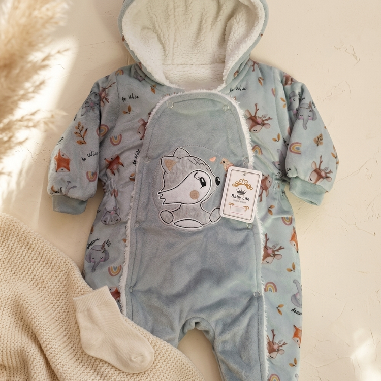 کاپشن نوزادی باکیفیت مخمل داخل خزدار برند babylife (ارسال رایگان )
