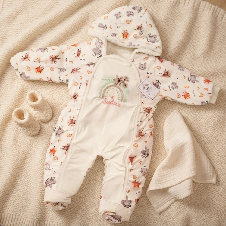 کاپشن نوزادی باکیفیت مخمل داخل خزدار برند babylife (ارسال رایگان )