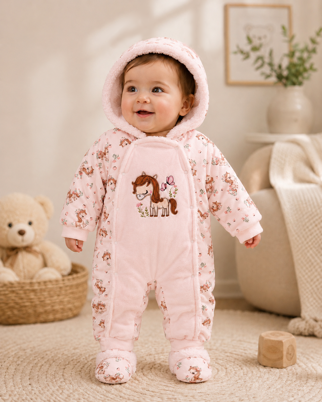 کاپشن نوزادی باکیفیت مخمل داخل خزدار برند babylife (ارسال رایگان )