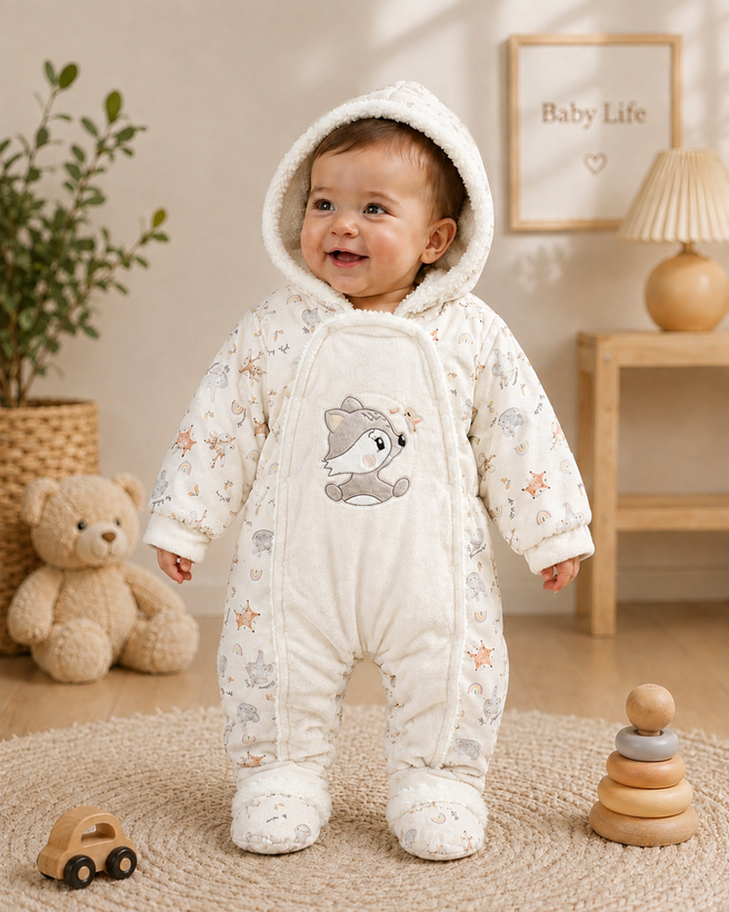 کاپشن نوزادی باکیفیت مخمل داخل خزدار برند babylife (ارسال رایگان )
